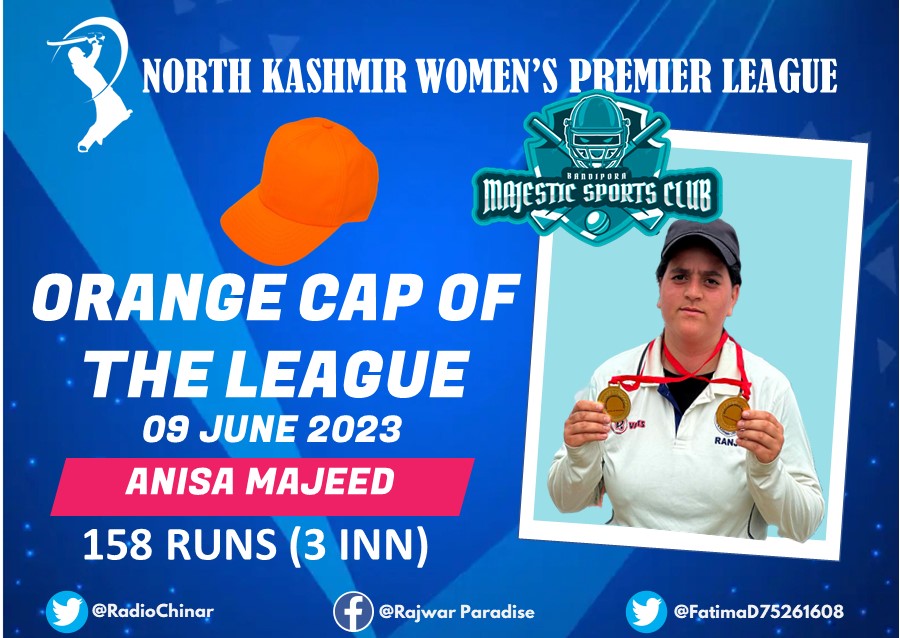 FatimaD75261608's tweet photo. #NKWPL Anisa Majeed still holds on to the Orange Cap on Day 6 of the tournament. #Orangecap #Kashmir #Womencricket #Sports #Valleycricket
@BCCIWomen
@RadioChinar
@ChinarcorpsIA https://t.co/gCW6kuZMcy