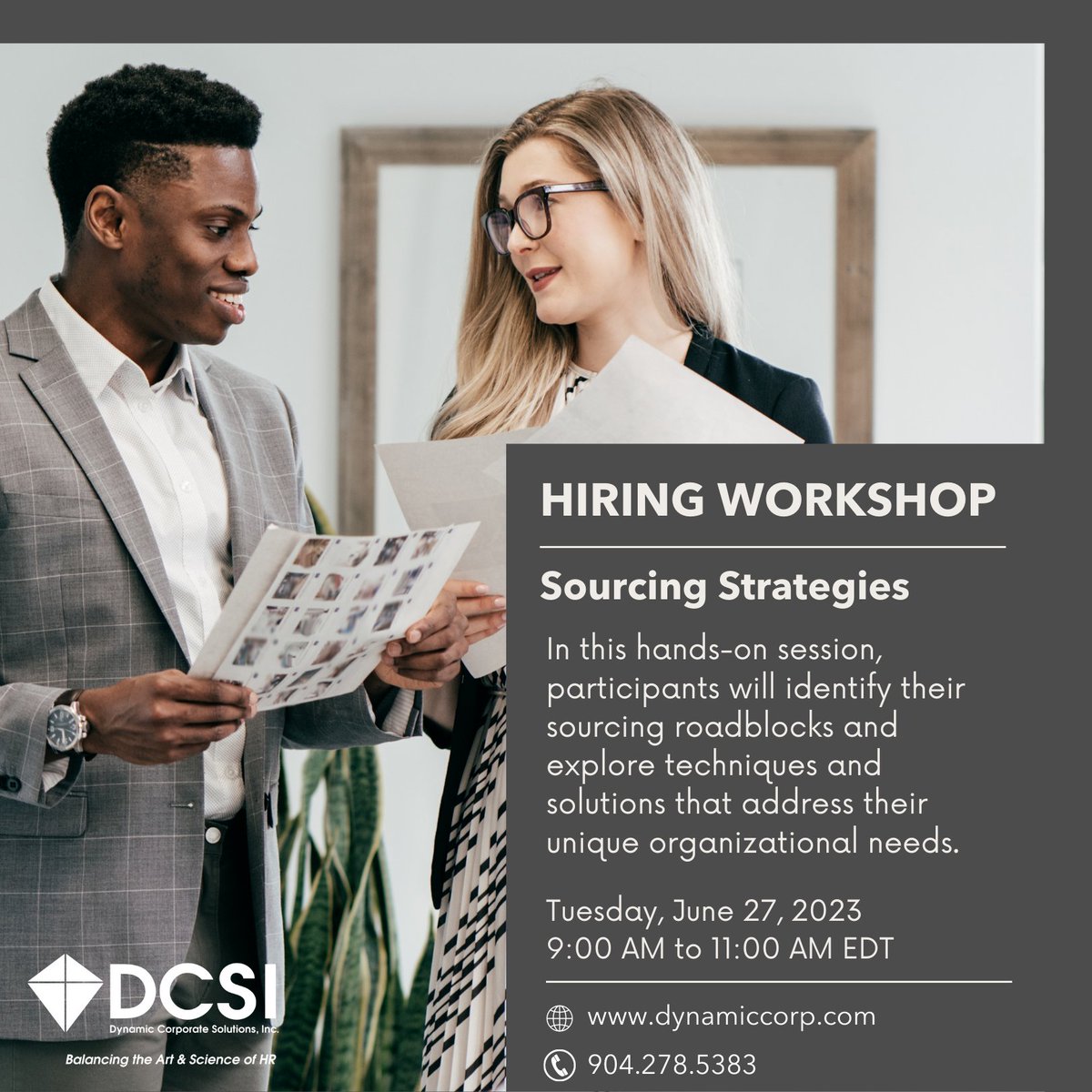Join our Virtual Hiring Workshop to discover effective strategies for talent acquisition. Ideal for #HR Generalists and #HiringManagers 

Sign up now: DynamicCorp.com/training 

#TalentAcquisition #Hiring #Managers #HRGeneralists #DCSI #HumanResources #Recruiting