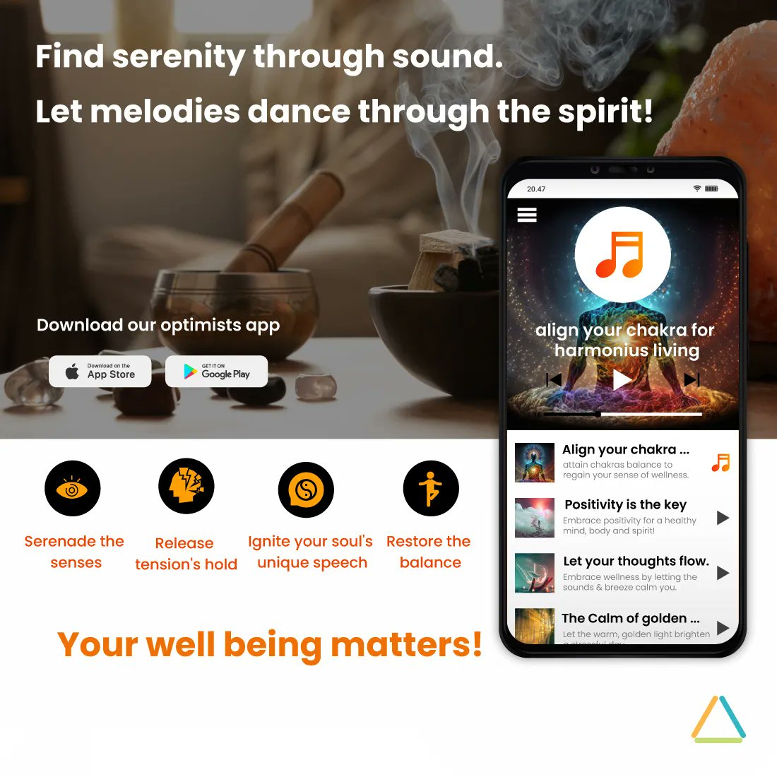 "Try Optimists" for unlocking your Potential with Sound Therapy's Positive Frequencies!

Allow the melodic vibrations to guide you towards deep relaxation and attract positive blessings. 

Experience mindful relaxation like never before! 

Learn more:
buff.ly/413UFe3