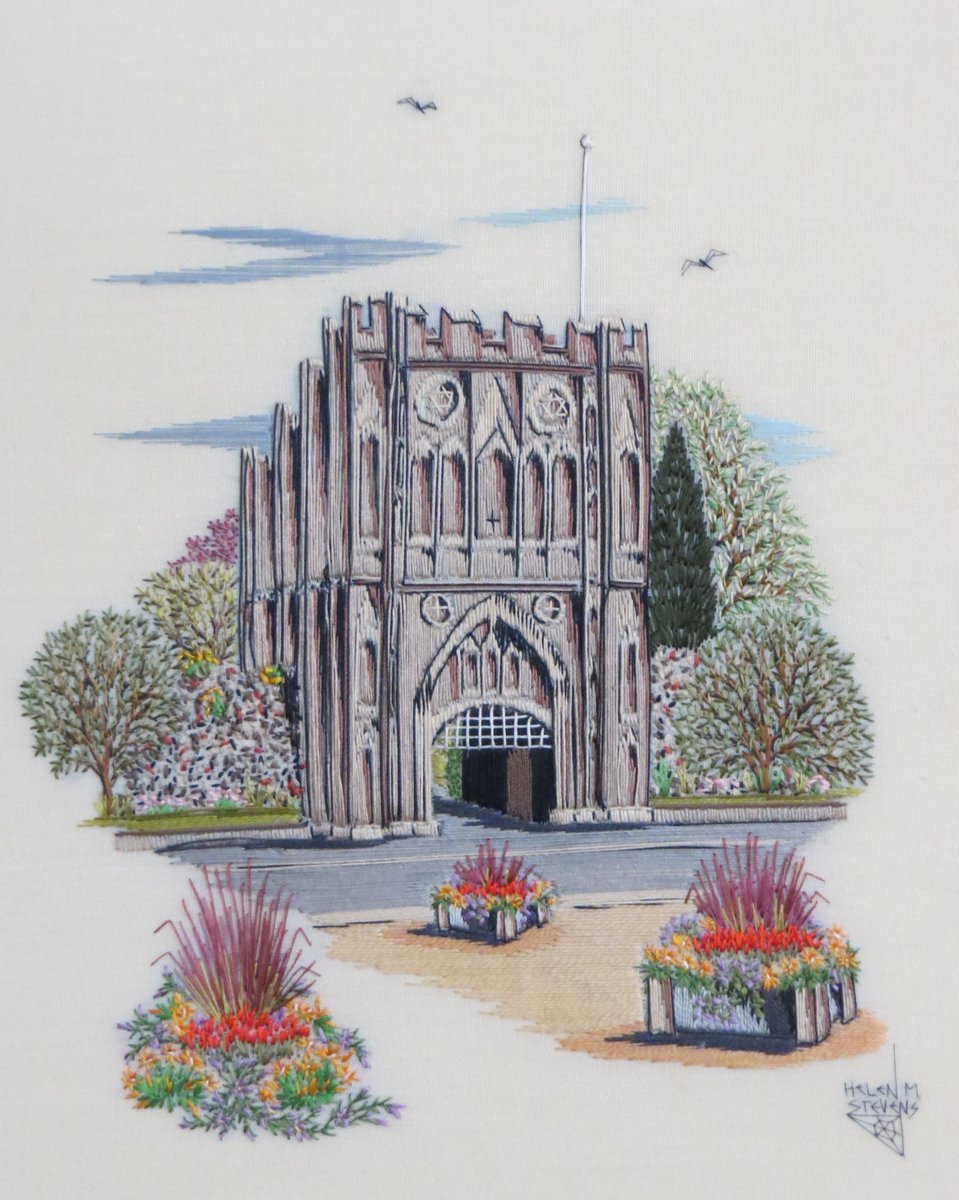 Thanks to @MarkourbseBID and @BuryStEdBeyond for liking my image of the Abbey Ruins yesterday ... you might like this one, too!  As a Twitter newbie, every like and retweet is much appreciated! #embroidery #handembroidery #burystedmunds #abbeygate #englishcontryside