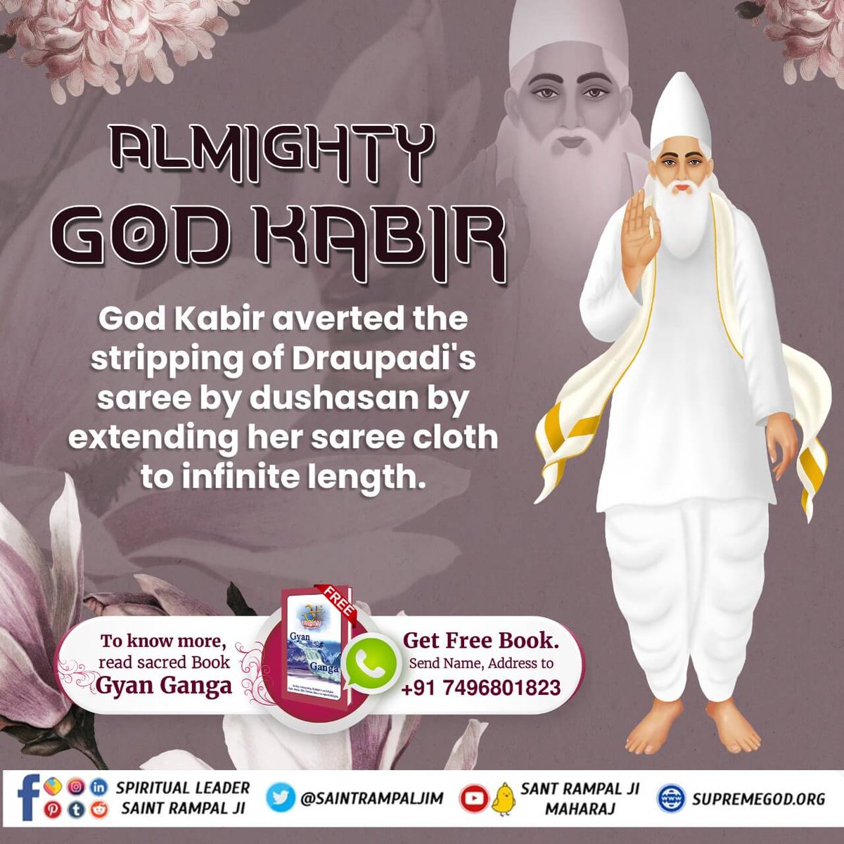 #GodKabir_Appears_In_4_Yugas
Almighty God Kabir
God Kabir averted the stripping of Draupadi's by extending her saree cloth to infinite length.