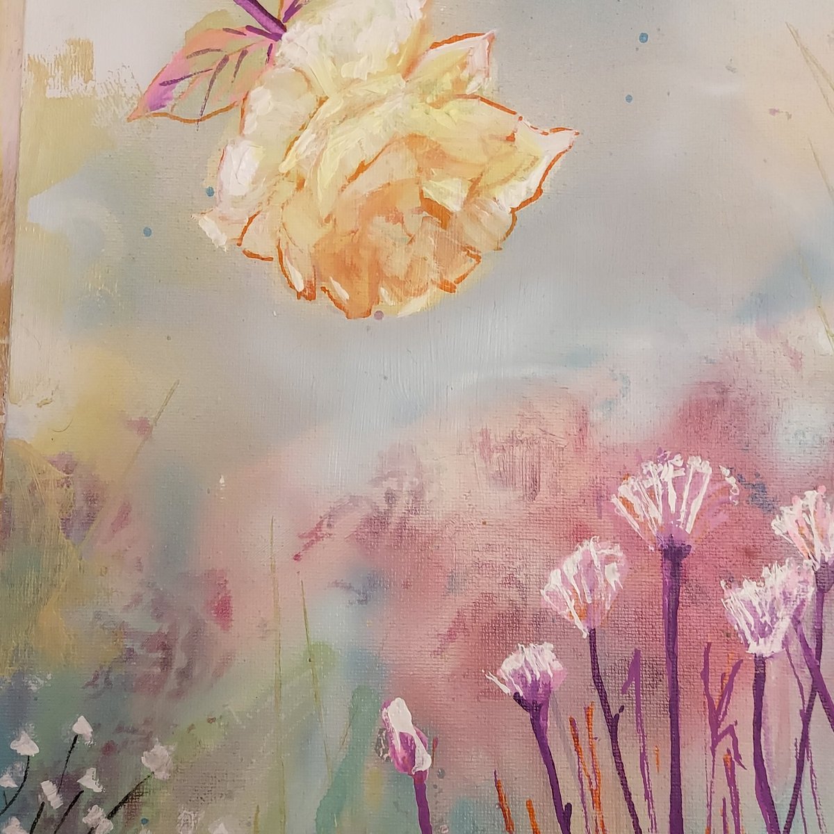👀 wip 
#mixedmedia #art #canvasboard #floralart #painting