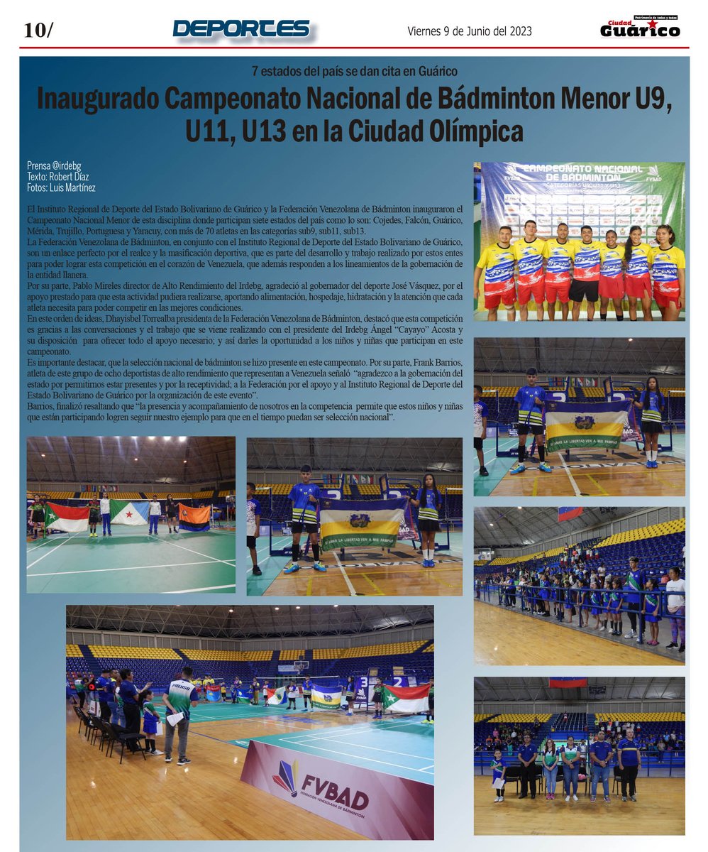 #Deportes🏆 Inaugurado Campeonato Nacional de Bádminton Menor U9, U11, U13 en la Ciudad Olímpica

#Guárico
#VivaElPoderPopular 
#GuáricoProducciónIndetenible