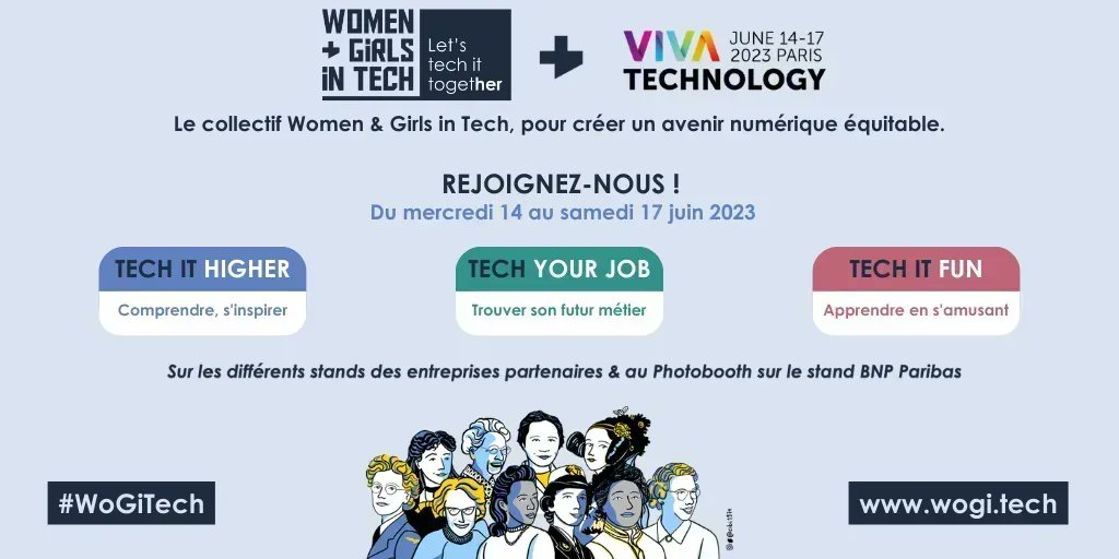 #EnjoyDigitAll  (@enjoydigitall) on Twitter photo (#VivaTech) Les informations clés 🔑 de <a href="/WogiTech/">WoGiTech</a> à <a href="/VivaTech/">VivaTech</a> ⬇️
➡️ Le hashtag à suivre : #WoGiTech
🔎 Agenda : buff.ly/3pHdLoT
👀 Les comptes à suivre : <a href="/digital_ladies/">Digital Ladies &Allies⚡️#WoGiTech #VivaTech 🎉</a> <a href="/simplonco/">ok</a> <a href="/fbardeau/">⚡ Frédéric Bardeau 🚀 🔥</a> @SolenneBLG <a href="/tewoz/">Eric T.</a> <a href="/SANDDELA/">Sandrine Delage #WoGiTech #Vivatech</a>
🔴 WoGiTech Live : buff.ly/3jvLL3J (#VivaTech) Les informations clés 🔑 de <a href="/WogiTech/">WoGiTech</a> à <a href="/VivaTech/">VivaTech</a> ⬇️
➡️ Le hashtag à suivre : #WoGiTech
🔎 Agenda : buff.ly/3pHdLoT
👀 Les comptes à suivre : <a href="/digital_ladies/">Digital Ladies &Allies⚡️#WoGiTech #VivaTech 🎉</a> <a href="/simplonco/">ok</a> <a href="/fbardeau/">⚡ Frédéric Bardeau 🚀 🔥</a> @SolenneBLG <a href="/tewoz/">Eric T.</a> <a href="/SANDDELA/">Sandrine Delage #WoGiTech #Vivatech</a>
🔴 WoGiTech Live : buff.ly/3jvLL3J