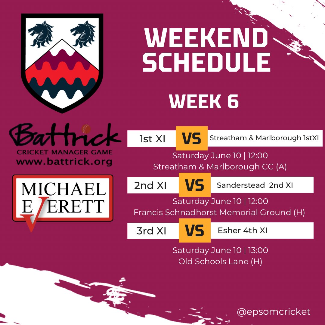 🏏 Week 6 Fixtures 🏏