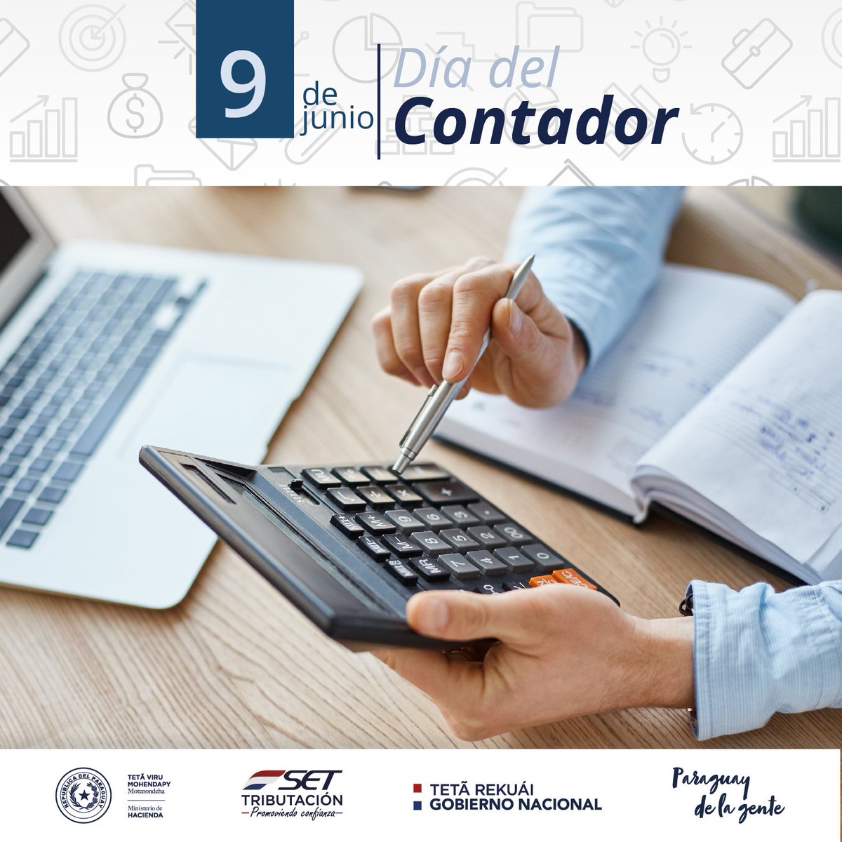 DNITpy's tweet photo. 🧮 Llevar un buen proceso contable representa uno de los pilares principales dentro de una organización, por ello el Contador siempre será la pieza fundamental para el funcionamiento de una empresa y pilar de la formalización.

🎆  ¡Felicidades a todos los Contadores en su día!. https://t.co/UYjH3hVCw7