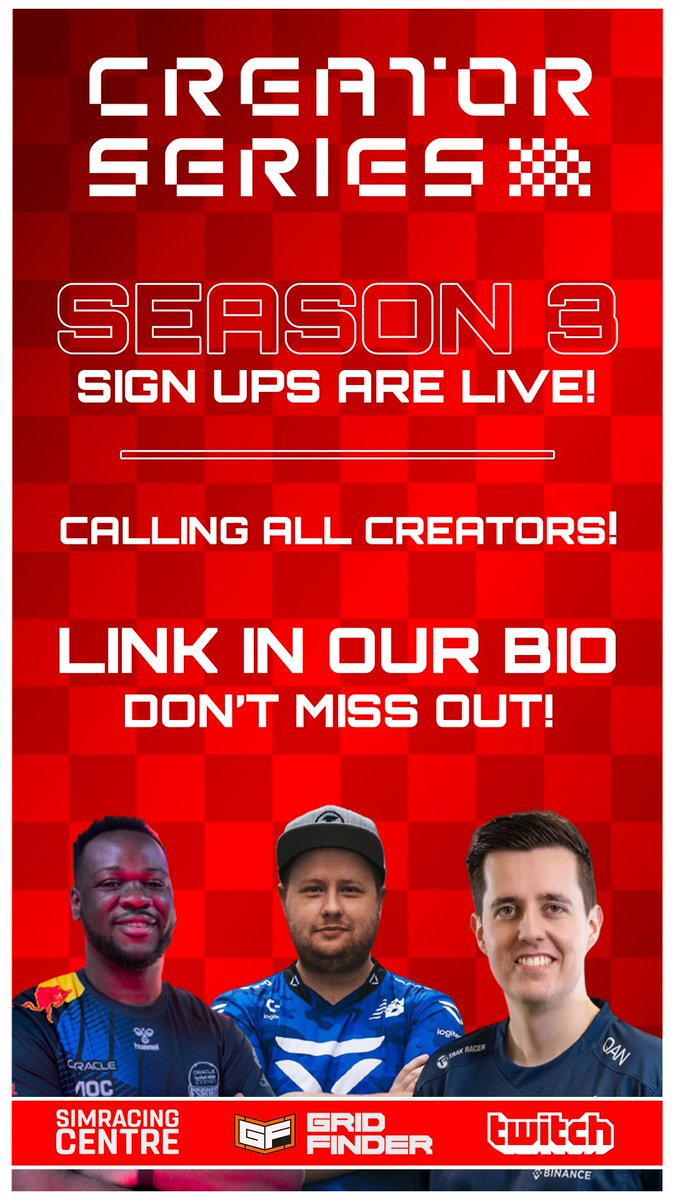 CALLING ALL CREATORS! 📢 SEASON 3 SIGN UPS ARE LIVE! Click the link below 👇 docs.google.com/forms/d/e/1FAI… • #CreatorSeries #F1 #Formula1 #FormulaOne #F123