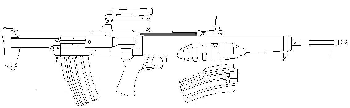 Today's EM-2 is a .223 version using stoner 63 magazines and the very famous birdcage flashhider. The rest remains unchanged

#digitalart