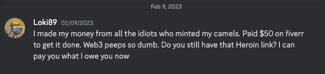 m_vinther's tweet photo. @Wireless_cord @kewert420 @SaudiOrdinals @ordinalcamels @ordinalswallet makes alot of sense. imagine following a certified heroin addict felon loooooooool https://t.co/5bhPrqcJ30