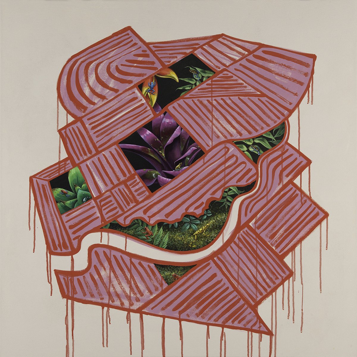 ashleycecil's tweet photo. Ahhh, bitter sweet about shipping this sold painting off. It was the title piece for my 2018 show, “Edged Out, which was at @pittsburghparks’ Frick Environmental Center. It sums up nicely take aways from my artist residency at @RZ_Lab. https://t.co/axUwASbItj