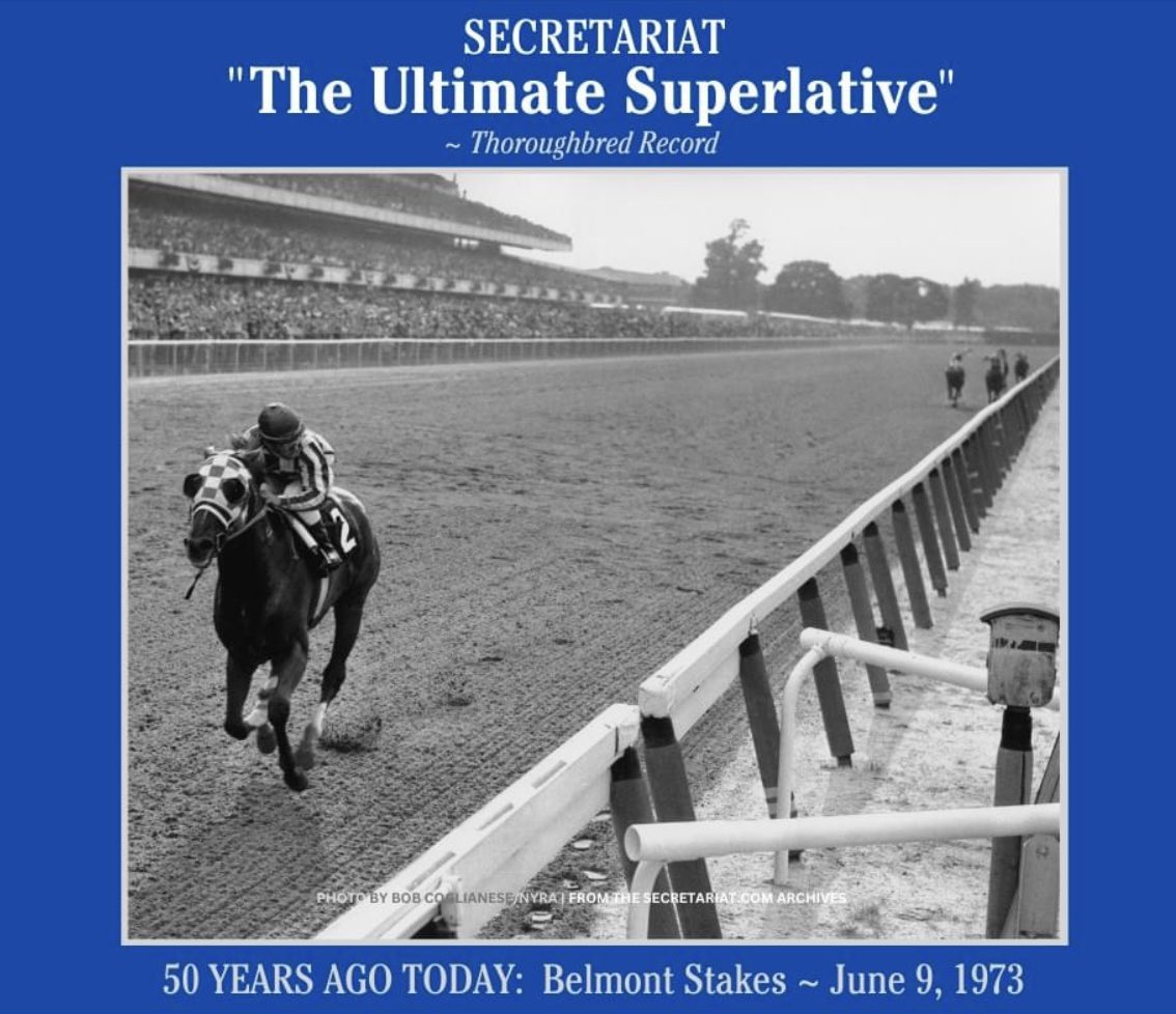 #Onthisdate Secretariat “sent practically every sportswriter and racing fan in the country rushing for his thesaurus in search of the Ultimate Superlative. It has been found. The Ultimate Superlative is Secretariat, himself.” -Arnold Kirkpatrick, Thoroughbred Record