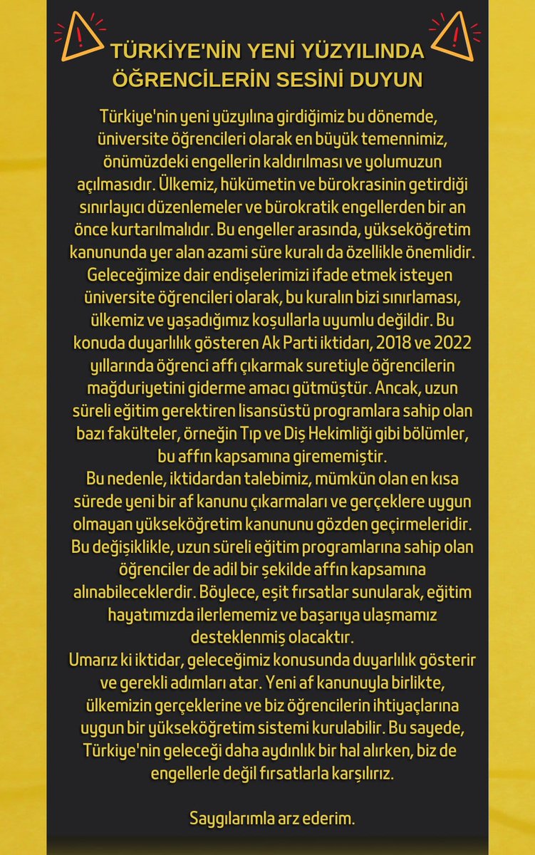 kpelifrkn's tweet photo. @MustafaSaitYIL3 #öğrenciaffı #azamisüre https://t.co/NKbCVMysqz