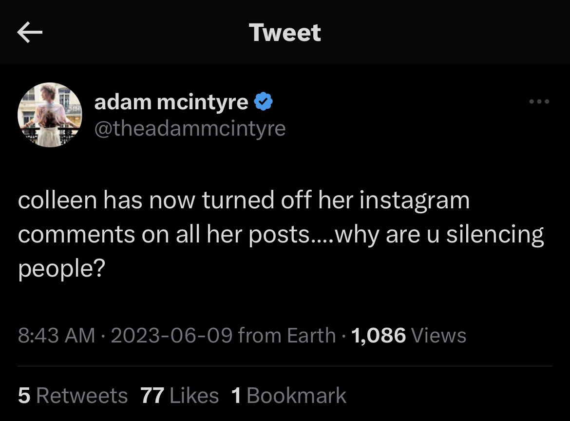 DramaAlert on Twitter: "Colleen has turned off comments in response to