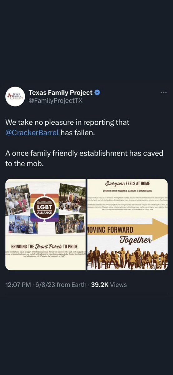 Cracker Barrel, your customer base is not blue haired, gender studies majors

Actually, the last time one came in, they accused you of being racist after they saw a rope & called it a noose

And then you spit on the very customers (conservative/Christians) that stood up for you