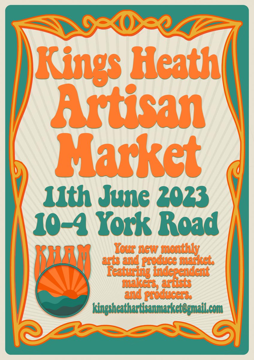 We couldn't make it last month but we're really excited to be back at Kings Heath Artisan Market in York Road on Sunday - set to be their biggest (&amp; possibly hottest🌞) market yet. 

Please do come and chat to us - we look forward to seeing you there🌻

#kingsheath #artisanmarket