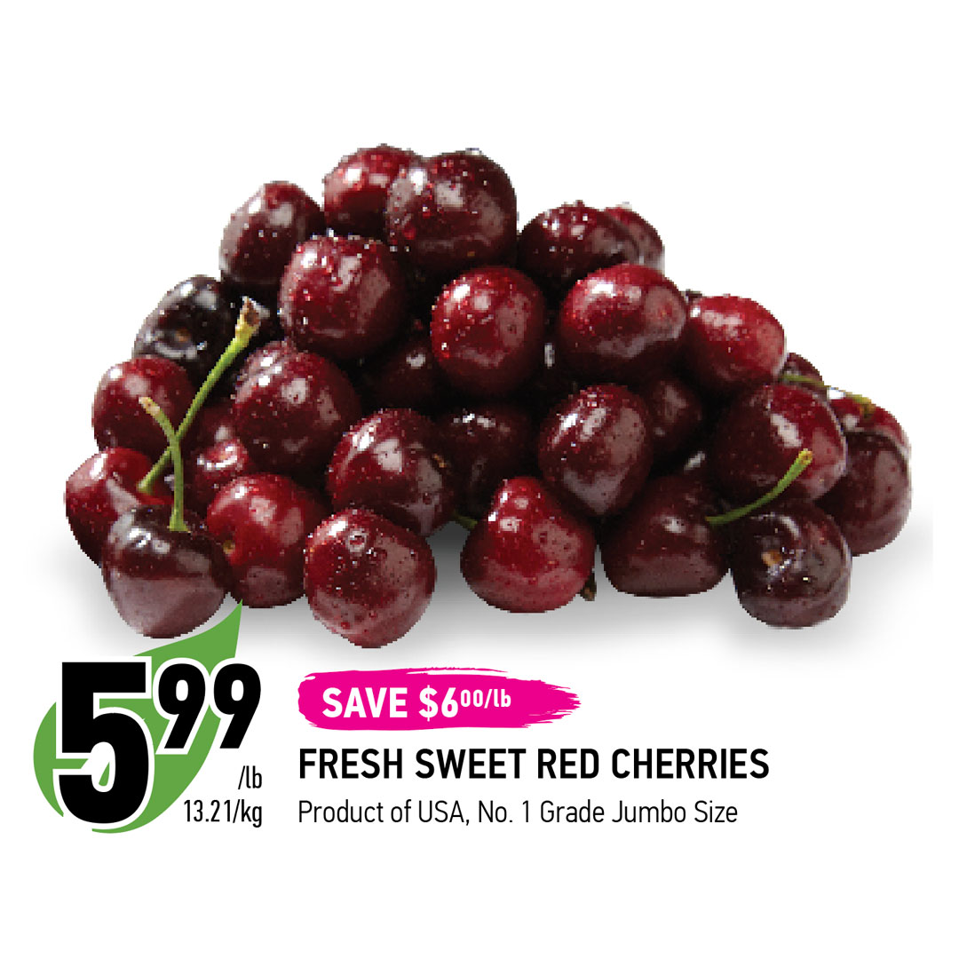 Looking for a snack that's both sweet and satisfying? Look no further than fresh sweet red cherries! These little ruby-red gems are bursting with a deliciously sweet flavour that's sure to have you going back for more.