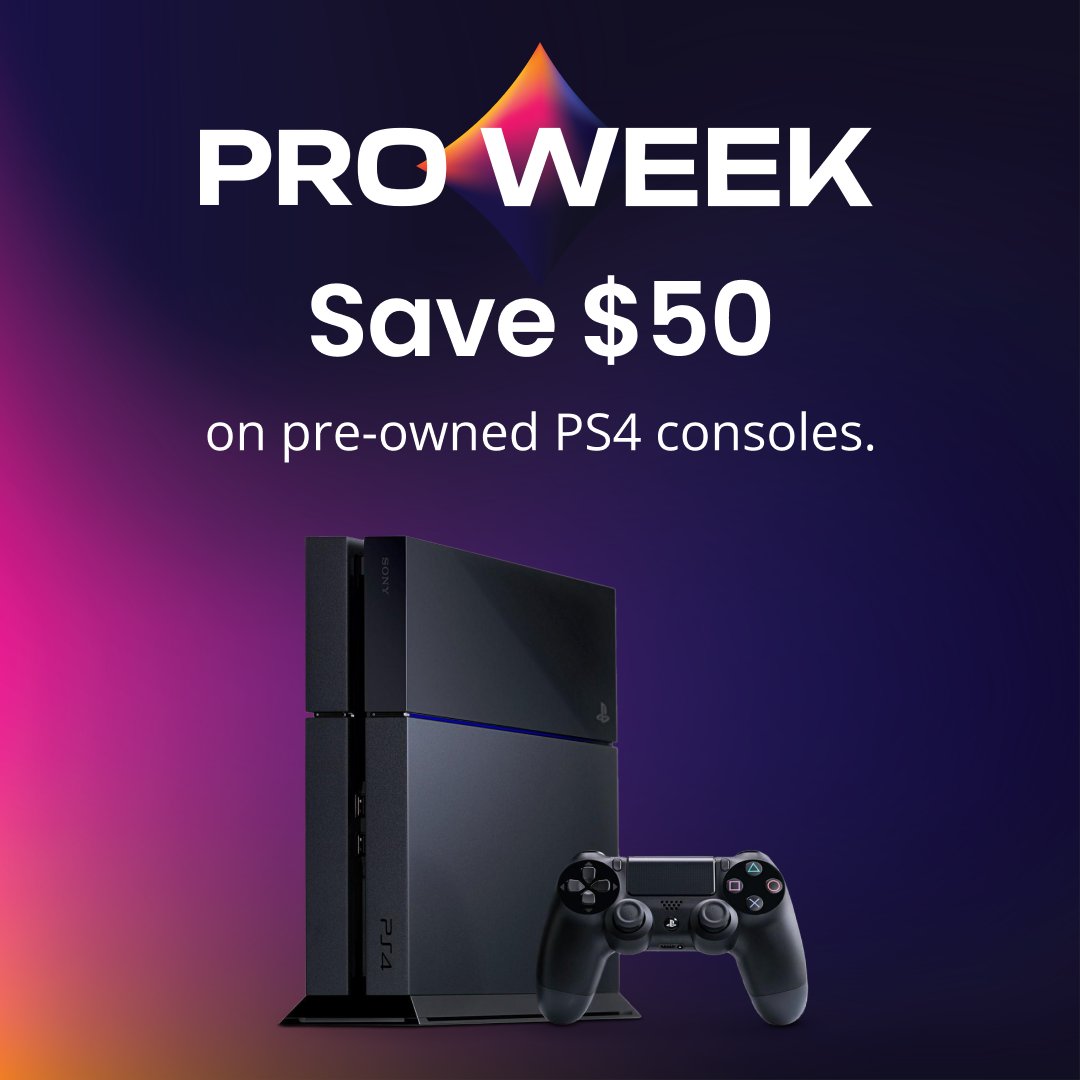 GameStop on X: Pro Members can save $50 on pre-owned PS4 consoles during  Pro Week! Shop the sale now:    / X