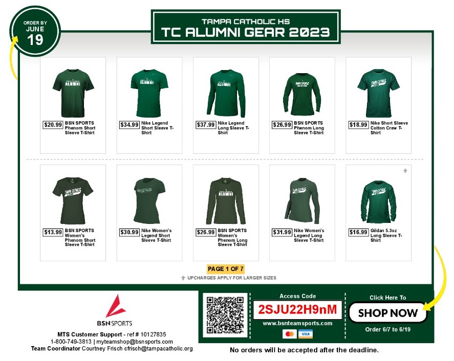 tampacatholic's tweet image. Attention #TCAlumni: We have opened a special Alumni Spirit Store through June 19th.  If you are looking for Crusader apparel, look no further! All items will be delivered right to your home.
Click here to access the store: bsnteamsports.com/shop/2SJU22H9nM