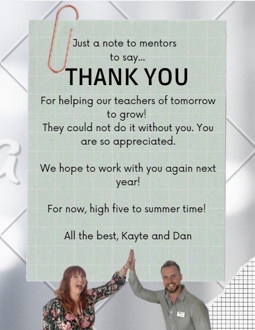 Thank you so much to our mentors but also to mentors everywhere for giving their time & sharing their knowledge & experience so generously to #teachersoftomorrow across the #FEsector & beyond!

#mentorappreciation

@UoD_SecPGCE @GTaylorITE @FETeacherEd @AmplifyFE