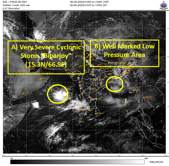 India Meteorological Department (@indiametdept) on Twitter photo A. VSCS BIPARJOY at 1430 IST today, about 740 km west of Goa, 750 km WSW of Mumbai, 760 km SSW of Porbandar and 1070 km south of Karachi. To intensify during next 36 hrs. B. A WML persists over NE Bay of Bengal off Myanmar coast at 1430 IST of today. <a href="/WMO/">World Meteorological Organization</a> <a href="/DDNewslive/">DD News</a> <a href="/ndmaindia/">NDMA India | เคฐเคพเคทเฅเคเฅเคฐเฅเคฏ เคเคชเคฆเคพ เคชเฅเคฐเคฌเคเคงเคจ เคชเฅเคฐเคพเคงเคฟเคเคฐเคฃ ๐ฎ๐ณ</a> A. VSCS BIPARJOY at 1430 IST today, about 740 km west of Goa, 750 km WSW of Mumbai, 760 km SSW of Porbandar and 1070 km south of Karachi. To intensify during next 36 hrs. B. A WML persists over NE Bay of Bengal off Myanmar coast at 1430 IST of today. <a href="/WMO/">World Meteorological Organization</a> <a href="/DDNewslive/">DD News</a> <a href="/ndmaindia/">NDMA India | เคฐเคพเคทเฅเคเฅเคฐเฅเคฏ เคเคชเคฆเคพ เคชเฅเคฐเคฌเคเคงเคจ เคชเฅเคฐเคพเคงเคฟเคเคฐเคฃ ๐ฎ๐ณ</a>