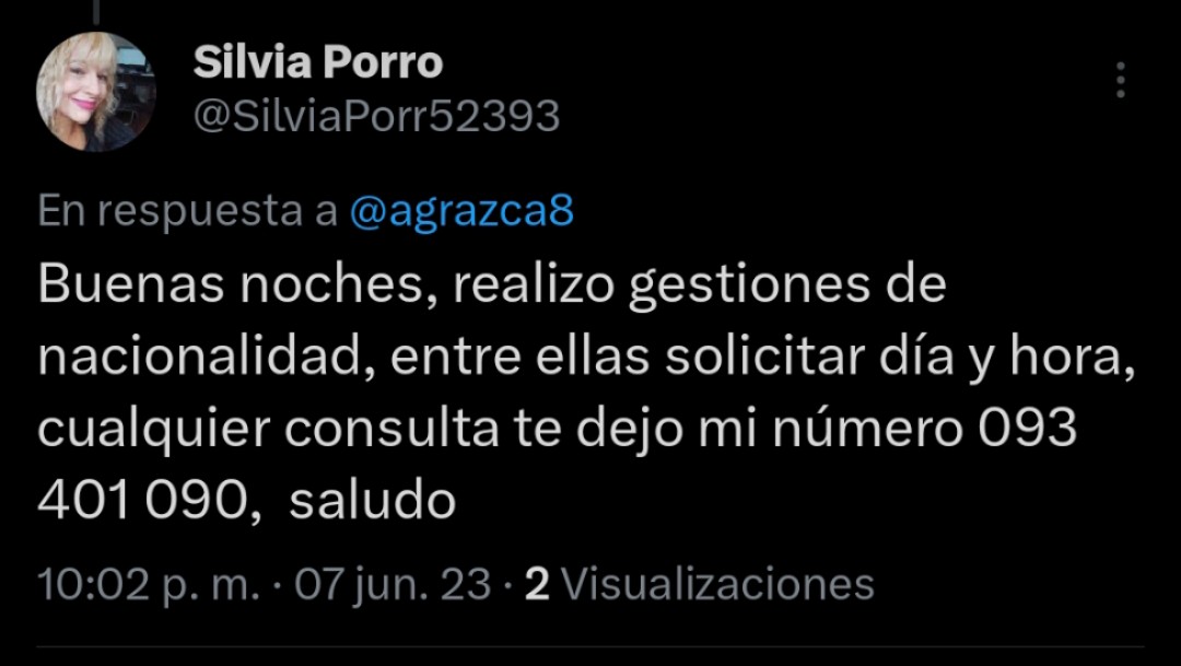 agrazca8's tweet photo. @MaquiRodrigo @CGEspMontevideo Gracias a ella, conseguí fecha al toque . Te la recomiendo https://t.co/r1xt4uGnX3