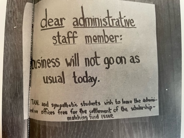 With 1,200 #alumni returning to <a href="/TrinityCollege/">Trinity College</a> for a special Bicentennial Reunion, it will not be 'business as usual' this weekend. (Thank you to Class of '68 peaceful protesters for the sign.)