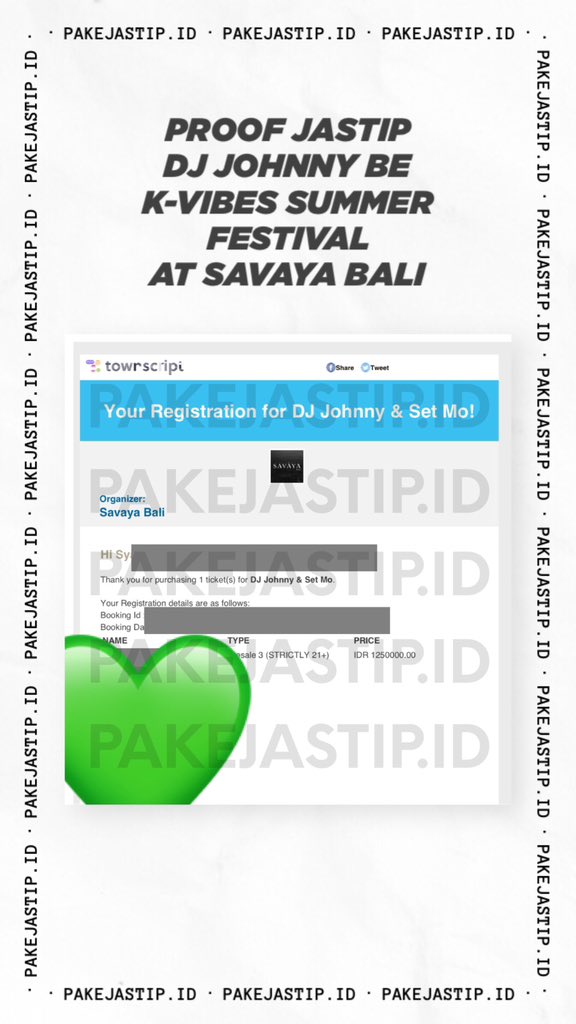 Proof Ticketing Jastip DJ JOHNNY be at Savaya Bali by @pakejastip_id ✨

Yay! Manage to secure 1 tix Festival (Presale 3)

Thank u for trusting us💚

❌no extra ticket

#proofbypakejastip_id 

#KVIBESSummerFantasy #JOHNNYbeatKVIBES #JOHNNY #KVIBESxSAVAYA