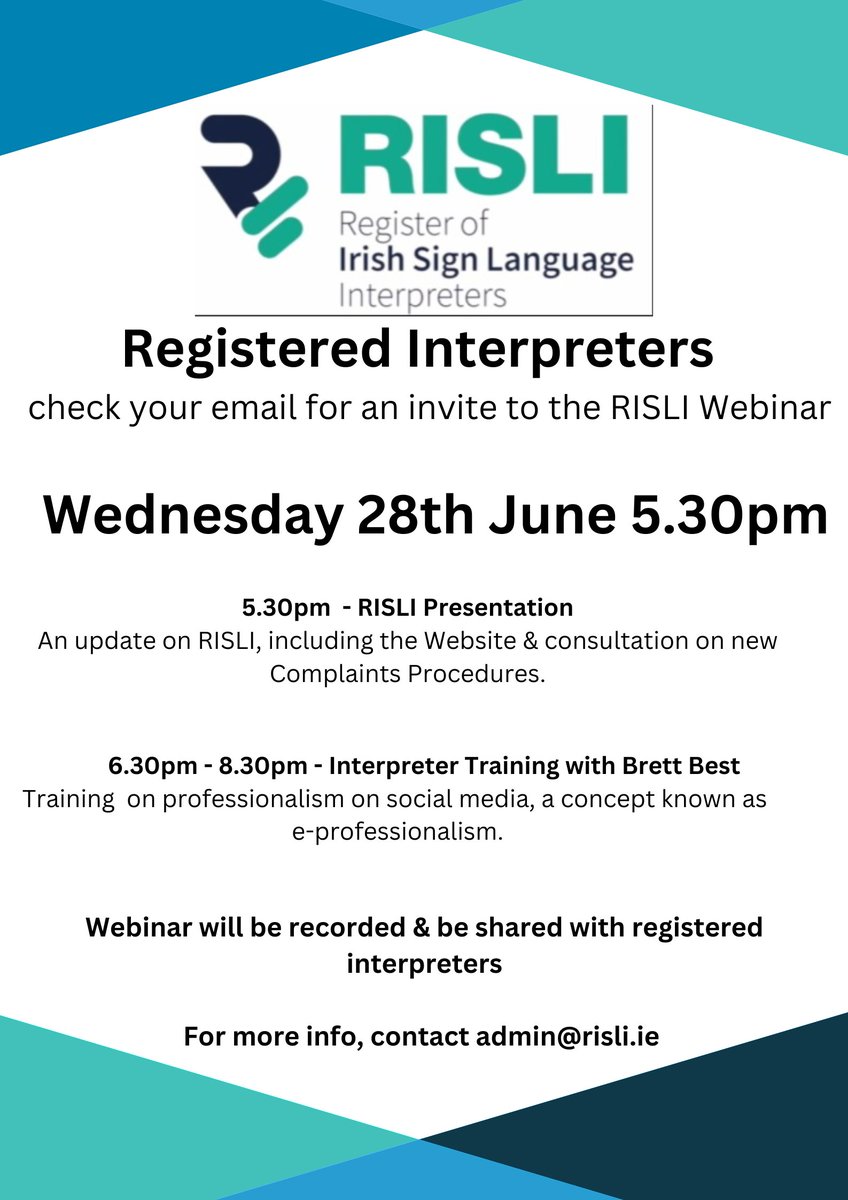 Our online event with Brett Best plus our very own presentation will take place on Wednesday June 28th. See below for more details. @cisli_ireland @citizensinfo @IrishDeafSoc @tcddublin @studies_centre @SLIS_Ireland
