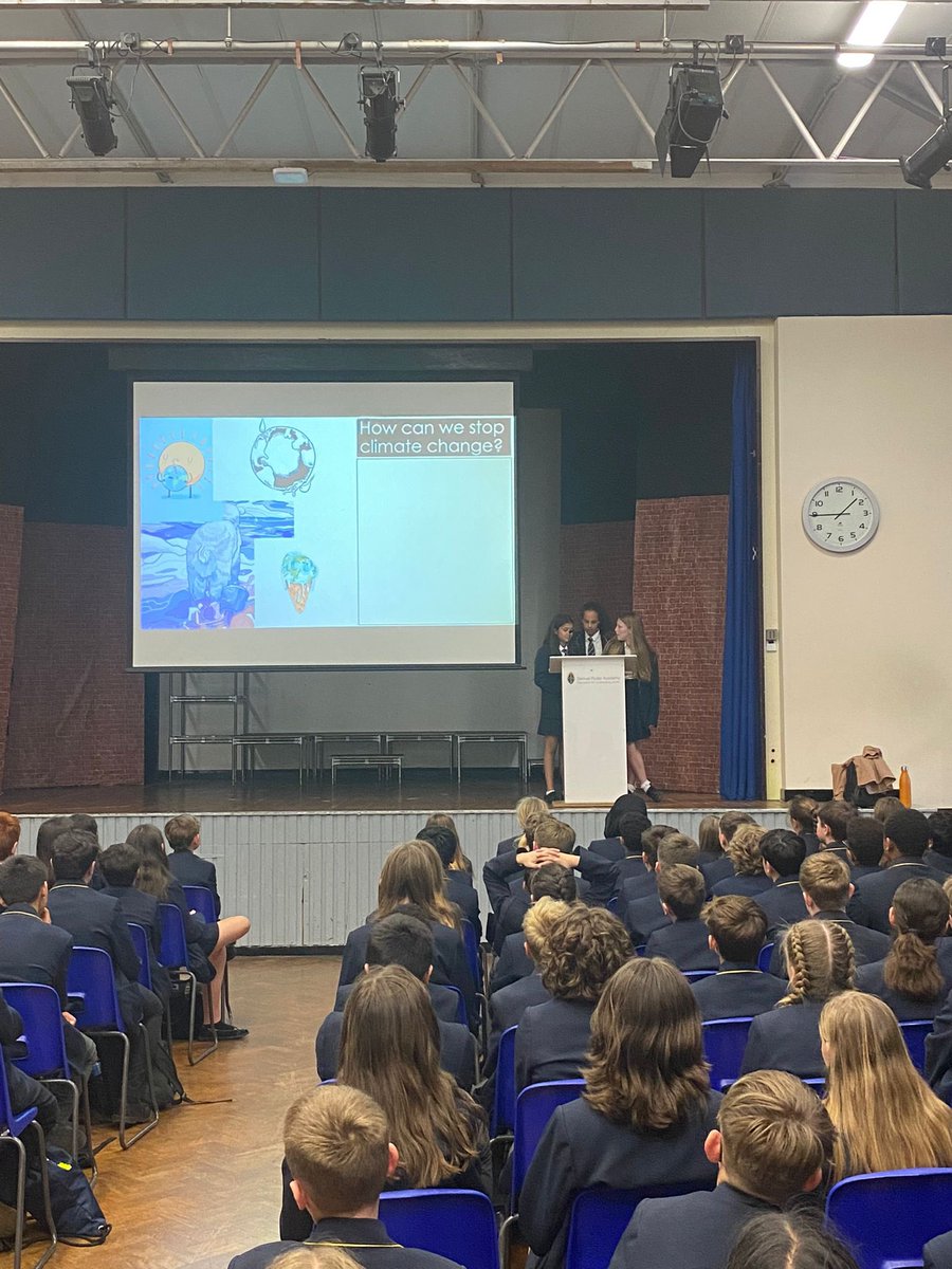 SraYear2022's tweet photo. Congratulations 7B!  Leading the assembly this afternoon, on climate change. 👏🏻 https://t.co/AIPvfCBTAq