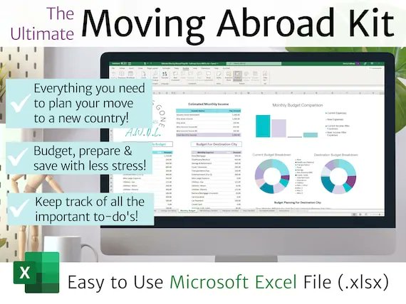 JessicaMLathrop's tweet photo. Moving Abroad Prep Kit / Excel / International Move Planner, Checklist, Savings, Travel Budget, To Do List, Organizer, Expat, Microsoft XLSX by LathropsGoneAWOL https://t.co/FKzpX7L63H