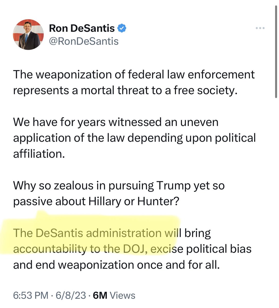 Every single Republican voter should be anti-@RonDeSantis. For years, as I have been reporting, he has been a sitting duck, waiting for President Trump to be indicted so he can run against him. This is well known in Florida. After J6, DeSantis and his staff were openly laughing…
