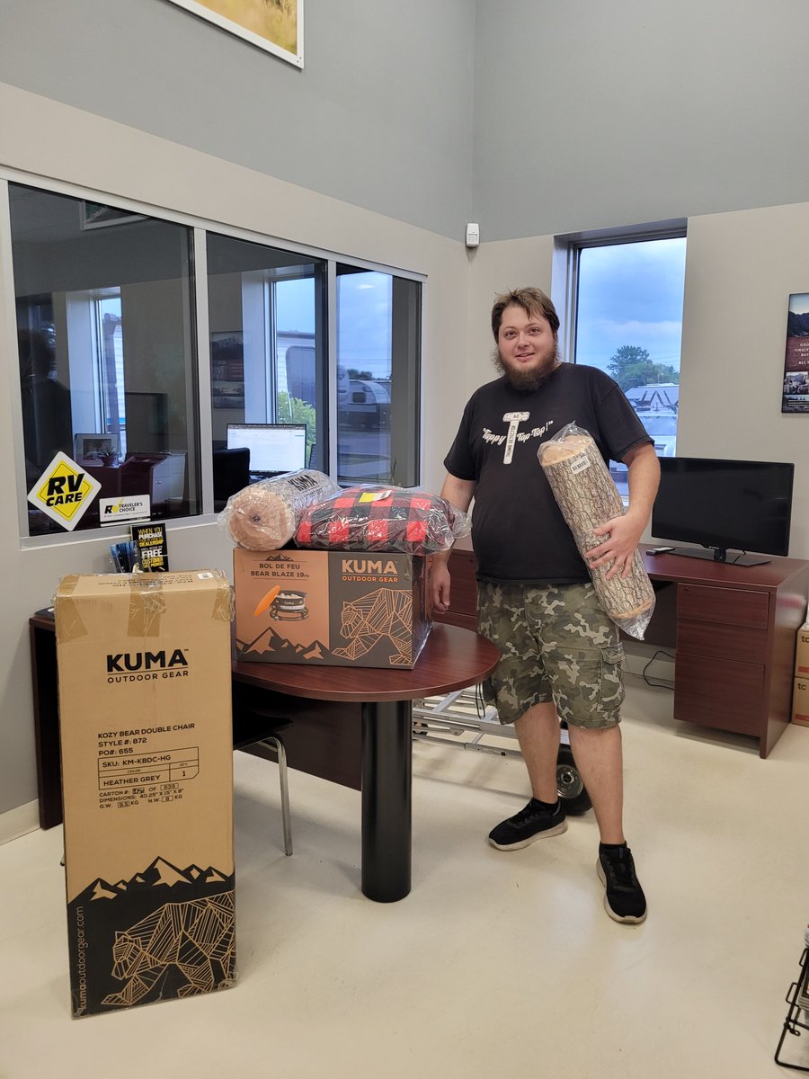 Congratulations to Shane. who was our Kuma Subscription Draw winner!
He picked up his Kuma Kozy Bear Chair with cooler, Kuma 19" Fire Bowl, Kuma Fleece Blanket &amp; 2 Kuma Log Pillows.
From all of us at Ferguson RV World, thank-you to everyone that entered and follows us. #prize