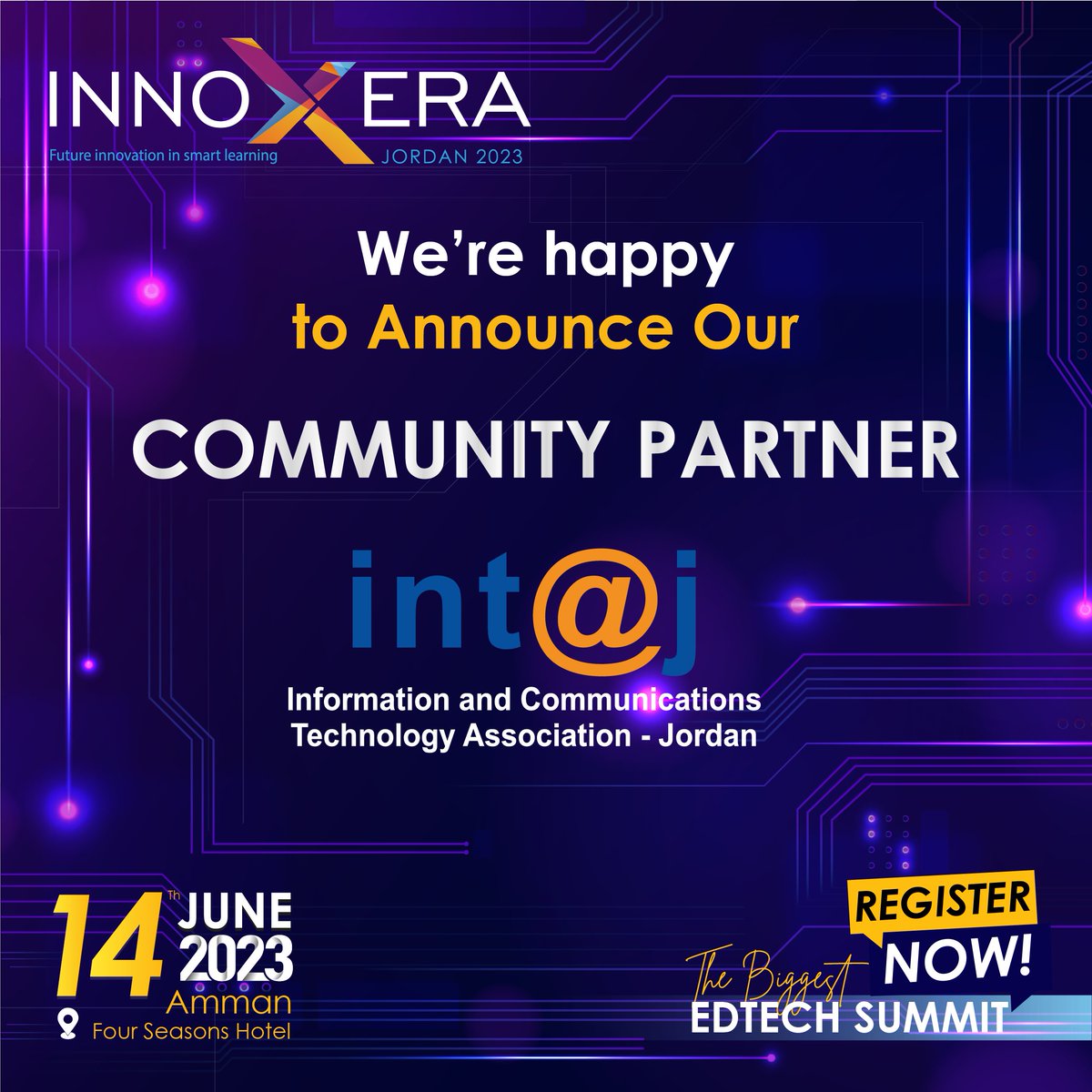 InnoXeraSummit's tweet image. Introducing our Community Partner: Intaj!

We are excited to announce that Int@j, the Information and Communications Technology Association of #Jordan, has joined us as our esteemed #Community_Partner for the prestigious Innoxera Global 2023 event. Founded in 2000, Int@j is a…