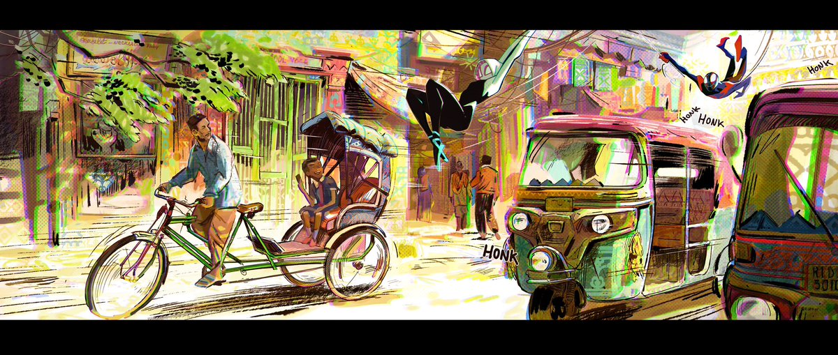 My four favorite pieces for the world of India in Across the Spiderverse (in order of pain making it lol)