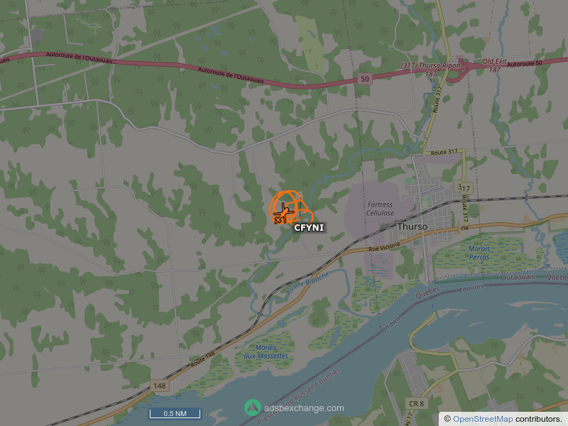 SkyCirclesYOW's tweet photo. C-FYNI call sign CFYNI is circling over Lochaber-Partie-Ouest at 250 feet, speed 23 MPH, 0.7 miles from Ruisseau MacClean https://t.co/ULClKqELnv https://t.co/3dGJ7TqGCQ