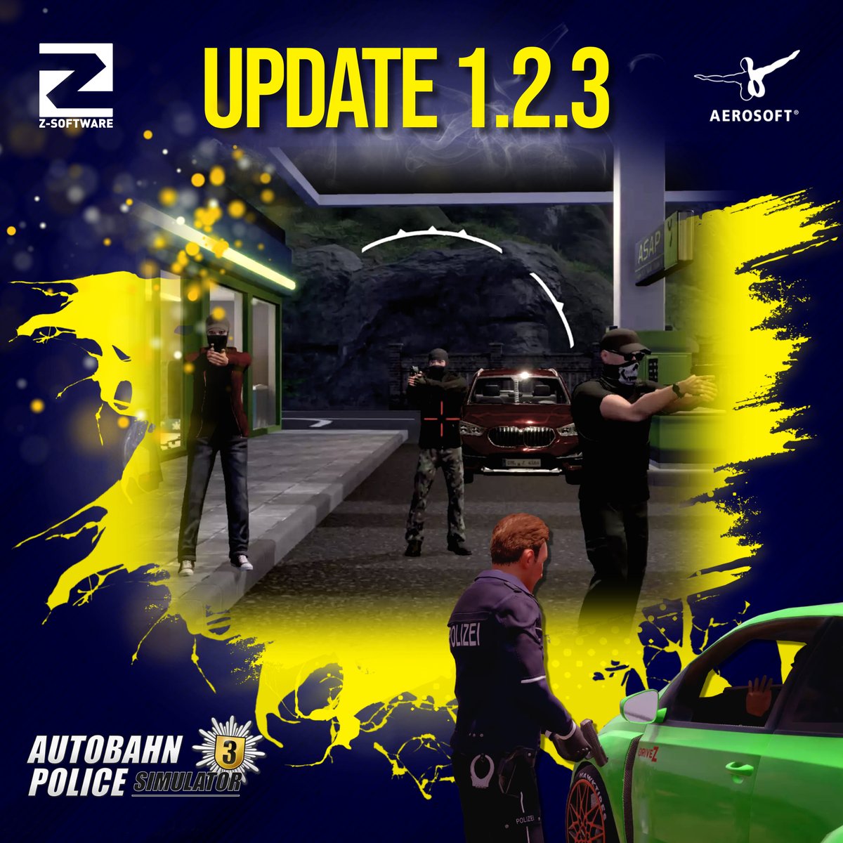 zsoftware's tweet photo. We are excited to announce the release of Update 1.2.3! The complete list of changes for this update, as usual, can be found in the changelog on our official website:
https://t.co/NYupcPkM2E
#AutobahnPoliceSimulator #update #patch https://t.co/jfUSdKByB8