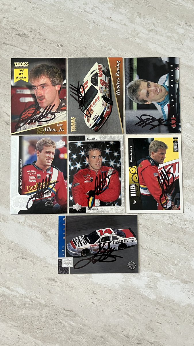 Joy_Collecting's tweet photo. A few NASCAR TTM autograph request returns from the week. #harrygant #kylepettt #loyallen #derrikecope https://t.co/EFnPewh8wT