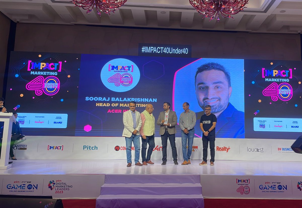 IMPACT_onnet's tweet photo. #IMPACTMarketing40Under40 : An award well-deserved👏 Cheers to your outstanding achievement Sooraj Balakrishnan, Head of Marketing, Acer India 🎉🏆
@_soorajb @Acer_India

#ImpactAwards #IMPACT40Under40 #MarketingAwards #40Under40 https://t.co/RI6Ay5CX9r