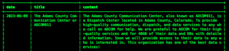 BrettCallow's tweet photo. #Akira has listed the Adams County Communication Center. #ADCOM911 #ransomware https://t.co/C47ZzWjHsd