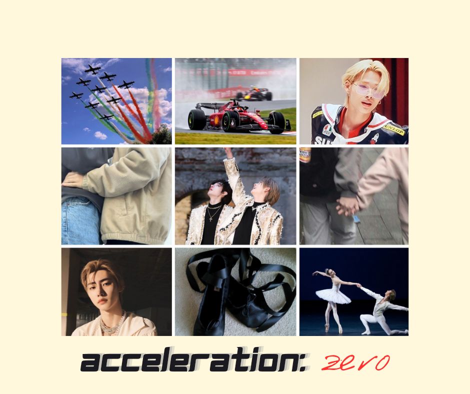 🏁 acceleration: zero,
a hoonki au.

Formula 1 racer Loki Yoshimura's (nrk) life revolved inside the race track where things move in a fast pace. It wasn't until ballet dancer, Eseia Carreon (psh) showed him that life can be as thrilling while moving in a constant motion.