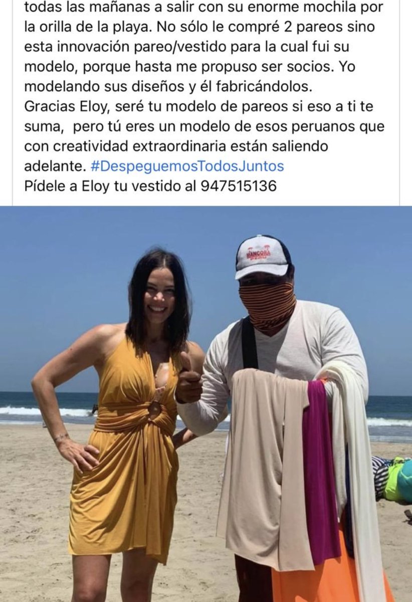 luolivaresc's tweet photo. Te voy a contar una historia que ojalá te inspire o samaquee un poquito (cualquiera de las dos sirve)
En pandemia conocí a Eloy en Mancora en mi primer viaje luego del encierro. El hizo contacto visual conmigo y me eligió. Digo que me eligió porque estaba con dos amigas más al lado pero por las razones que sean puso sus ojos en mi. Su extraordinaria manera de vender, su simpatía y la belleza de sus productos me animaron a pararme de la arena probarme sus diseños y atreverme a proponerle que no sólo le compraría sinonque sería su modelo ese día para mostrar sus productos en mis redes y ojalá convocar clientes ese día. Ese día Eloy vendió todos sus productos, me lo contó por WhatsApp en la noche luego de confesarme que antes de encontrarnos eran las 11 am y no había vendido nada. Eloy siempre me agradece por ese día es mi amigo de instagram y hasta le hicimos su nueva identidad de marca en Boost, pero lo que no sabe es que fue él quien me ayudó a mi porque me hizo recordar 3 cosas:
1. Lo fuertes que somos cuando nos unimos
2. Que el mejor amigo de un emprendedor debe ser otro emprendedor 
3. Cuál es el propósito de mi profesión 
Busca tu Eloy quizás lo tienes al frente y no te das cuenta
