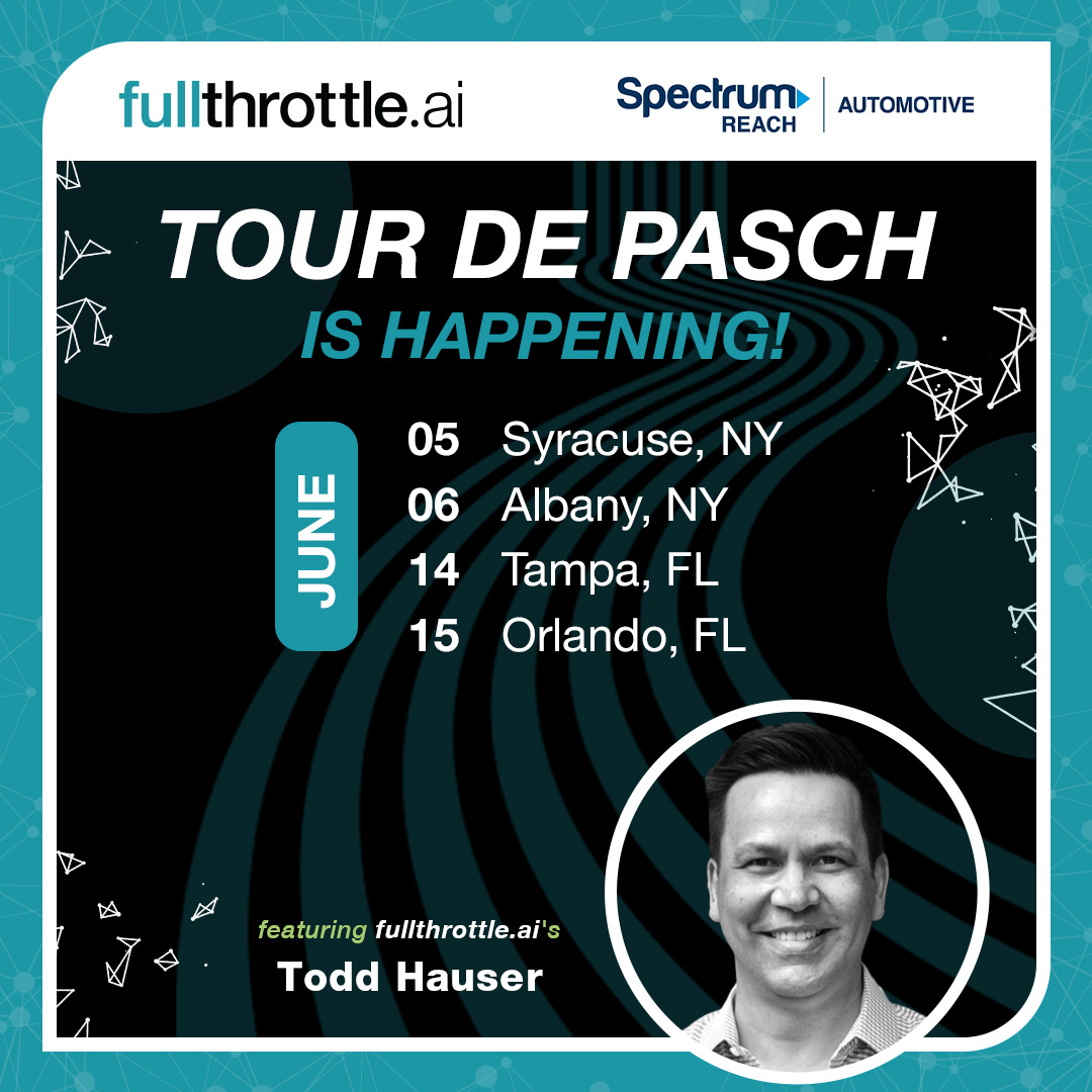 Todd Hauser, EVP of Strategic Partnerships, is on the road again for the Tour de Pasch — this time in the Sunshine State. Find him in Tampa on the 14th and Orlando on the 15th!
#fullthrottleai #firstpartydata #dataactivation #cdp