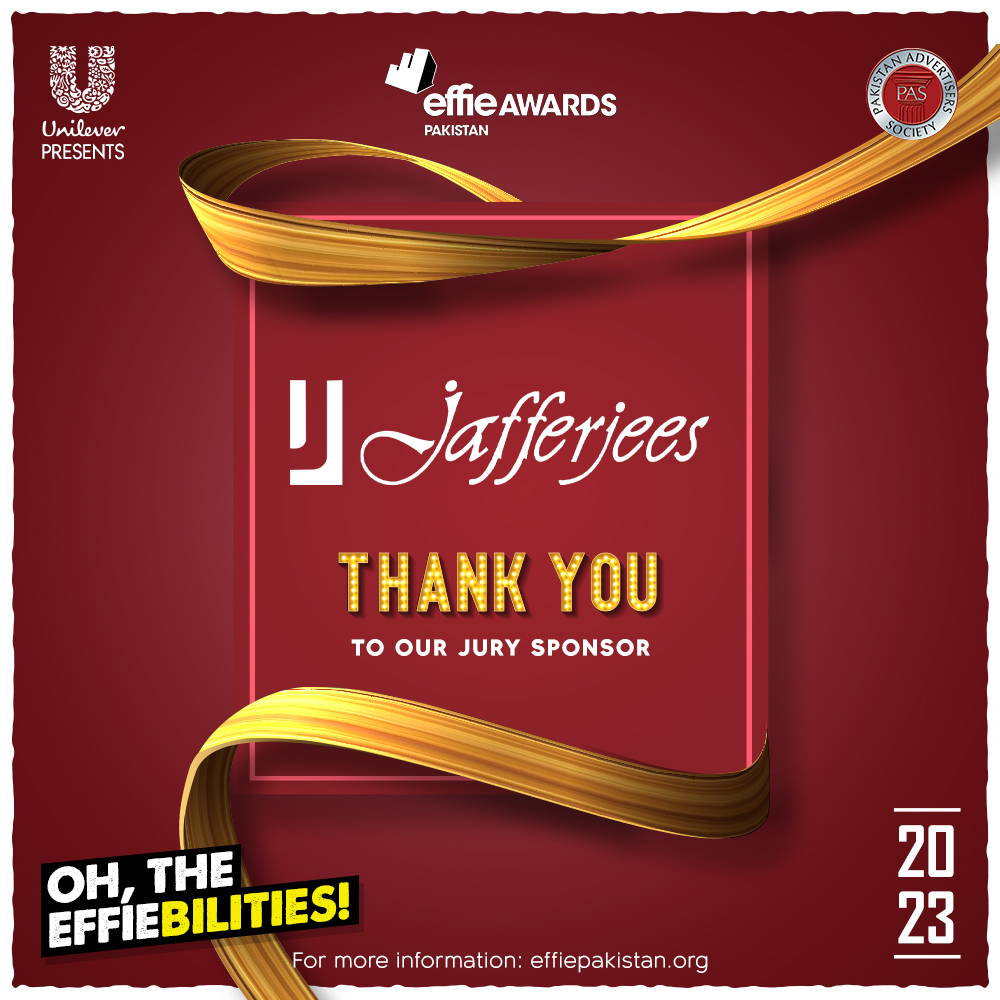 EffiePakistan's tweet image. Thank you to Jafferjees for being our Jury Sponsor and for their contribution.

#OhTheEffiebilities #EffiesPakistan2023 #Effies2023