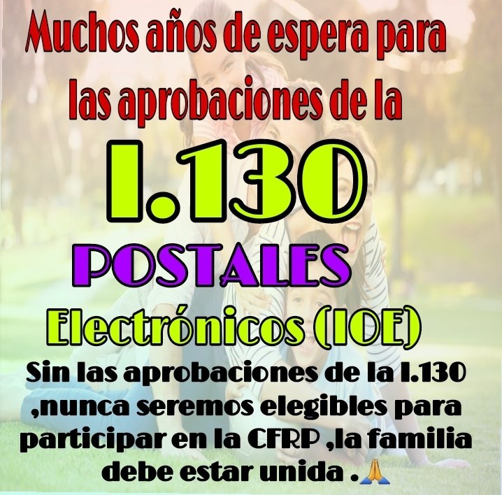 Por favor necesitamos que nos aprueben la i130 para poder participar en el nuevo parol de Reunificacion Familiar llevamos mucho tiempo en espera y nos merecemos estar con la familia
#i130sinaprobar
#Casospostales
#Casoselectronicos
#CFRP
<a href="/USCIS/">USCIS</a> 
@USCISCalifornia
<a href="/USCIS_es/">USCIS Español</a>