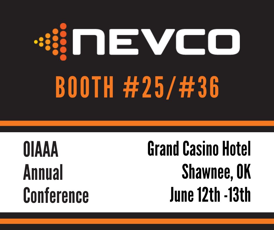NevcoSports's tweet photo. Are you attending the @OiaaaOklahoma Conference at the Grand Casino Hotel Resort in Shawnee? Stop by Nevco booth, #25/#36 located right inside the main entrance to the vendor hall and let us show you a solution lineup that can #LightUpYourGame.
#Nevco #NevcoBuilt #OIAAA #OADC https://t.co/d4OLMVeIsL
