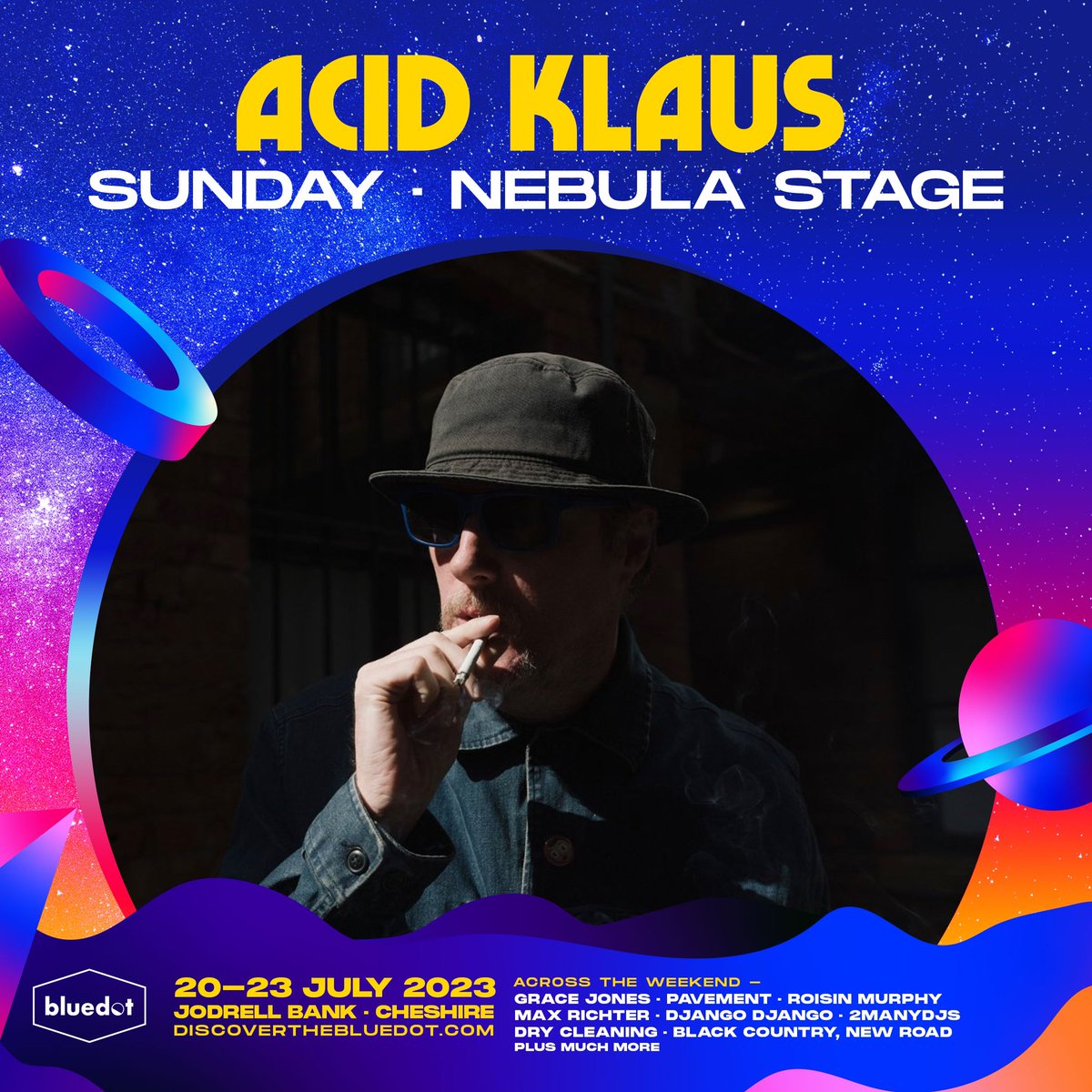 So bloody chuffed to be doing a late night slot on the NEBULA Stage (straight after Grace jones has played) at this years <a href="/bluedotfestival/">bluedot</a> on Sunday 23rd July - there’s a couple of day/weekend tickets available here . Let’s do it x discoverthebluedot.com/welcome/?fbcli…