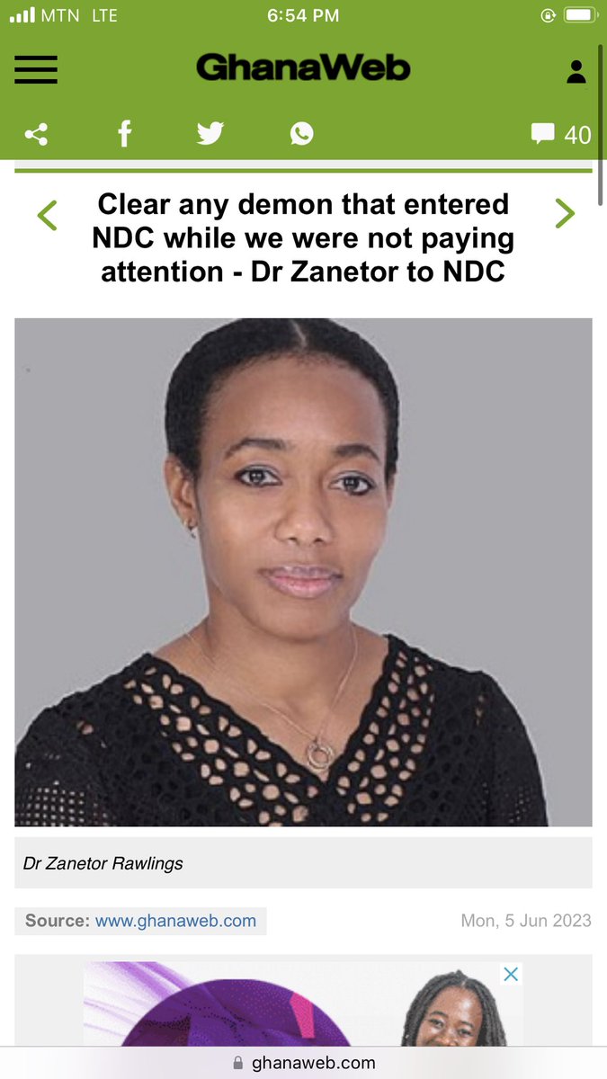 Zanetor Rawlings fires <a href="/JDMahama/">John Dramani Mahama</a> 😃

She said, NDC needs self-examination,She stressed that the party must rid itself of any negative influences and (EXPEL PEOPLE WHO ACT LIKE THE PARTY IS FOR THEM) that may have crept in unnoticed over time.

Me: Daughter of Volta god has spoken