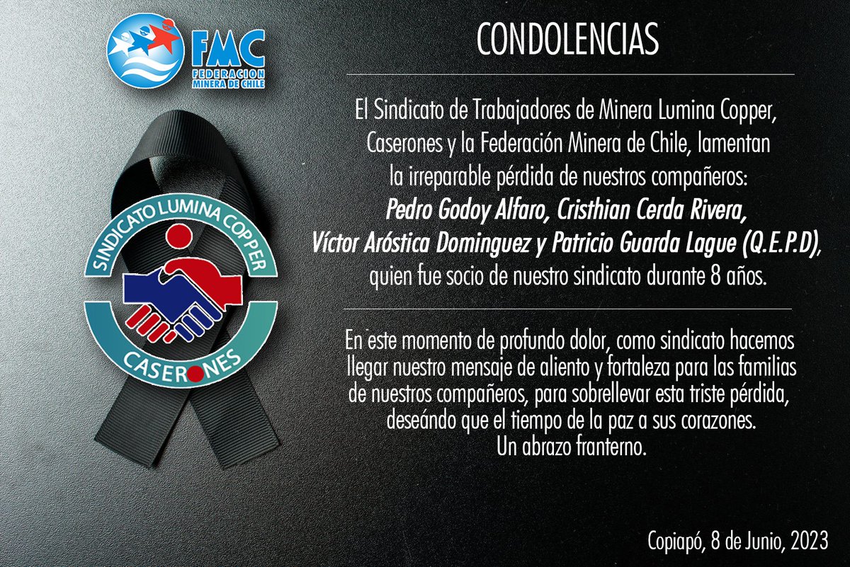 Enviamos nuestras condolencias a los familiares, amigos y compañeros de trabajo  de Mantoverde.