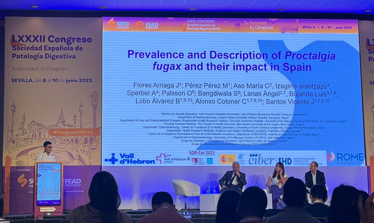 It has been a great pleasure to share the findings of our study on Proctalgia fugax according to RFGES at the #CongresoSEPD23 

<a href="/RomeFoundation/">Rome Foundation</a> <a href="/DrPalssonUNC/">Olafur Palsson</a> <a href="/AlonsoCotoner/">Carmen Alonso-Cotoner</a> <a href="/sepdigestiva/">Sociedad Española de Patología Digestiva (SEPD)</a> <a href="/vallhebron/">Vall d'Hebron</a>
