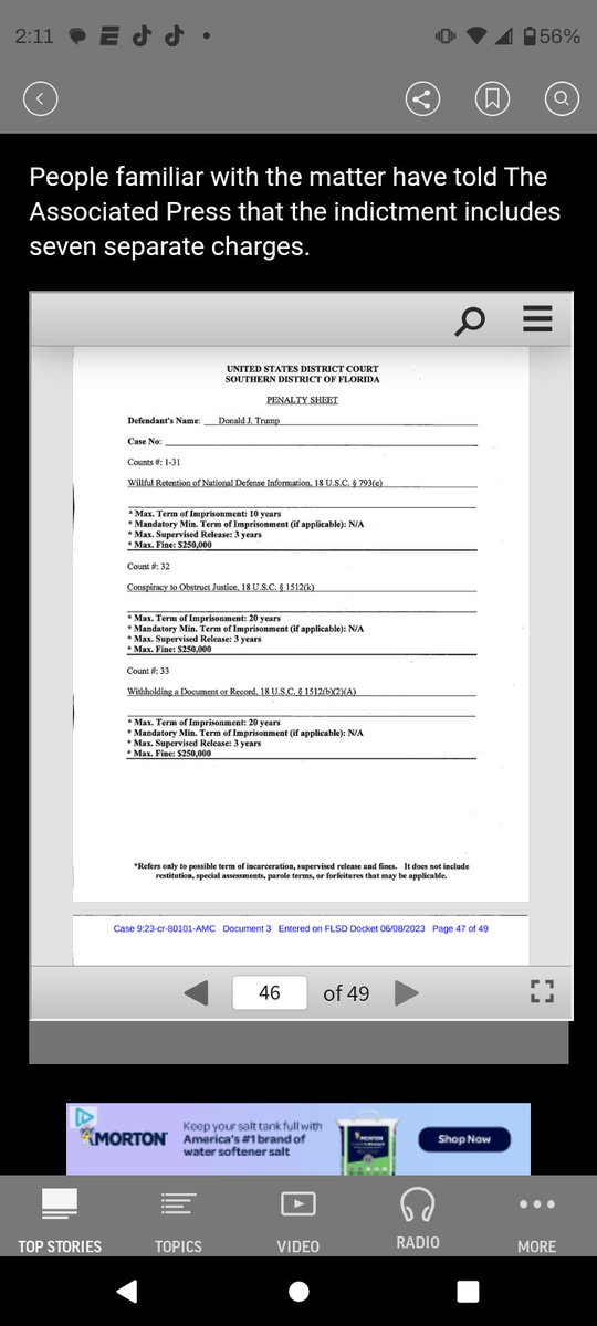 37 counts on 7 charges for a possible total 400 years!!! 
#NoBail
#IndictmentDay 
#TrumpIndicted 
#JusticeMatters